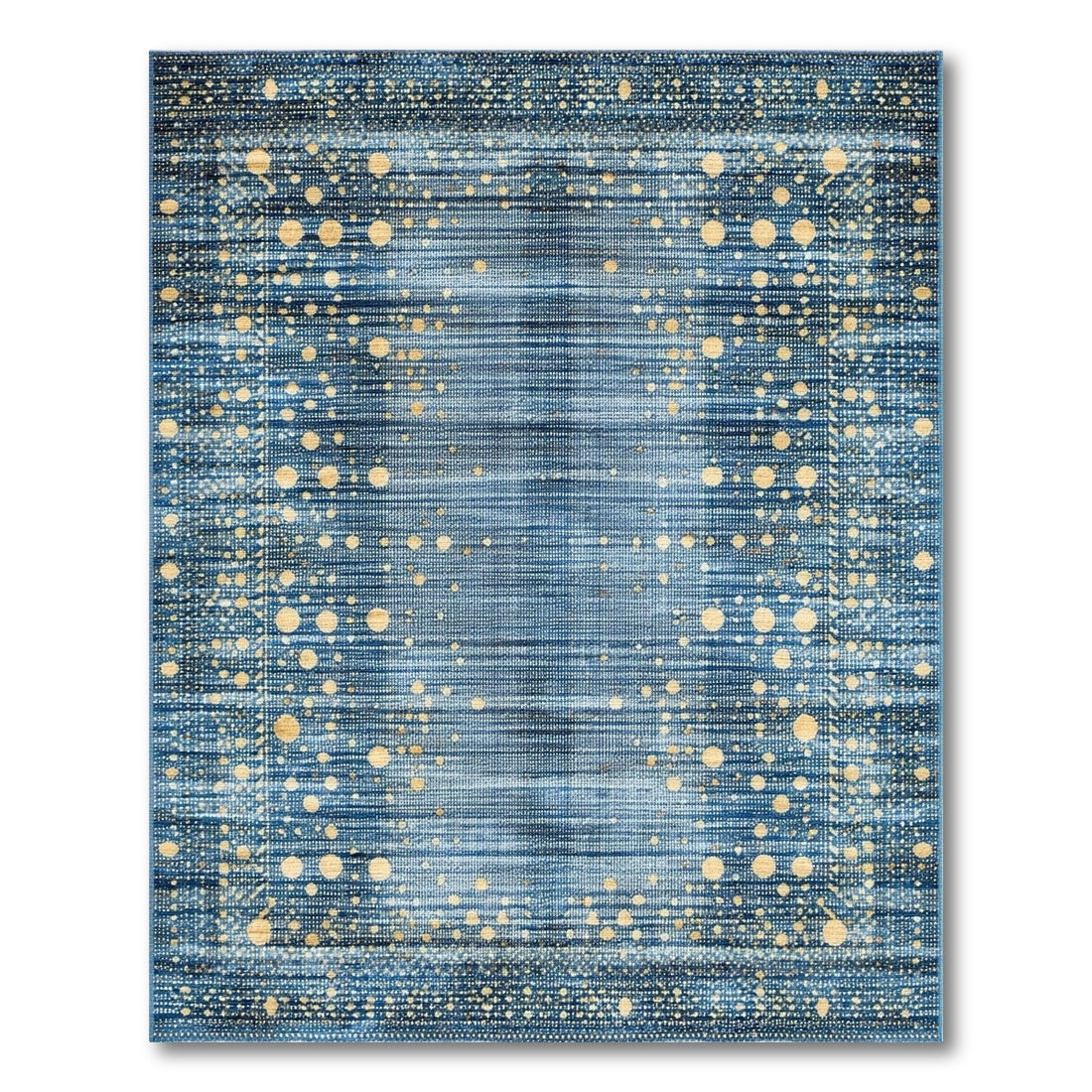 Blue Gold Dot Abstract Area Rug