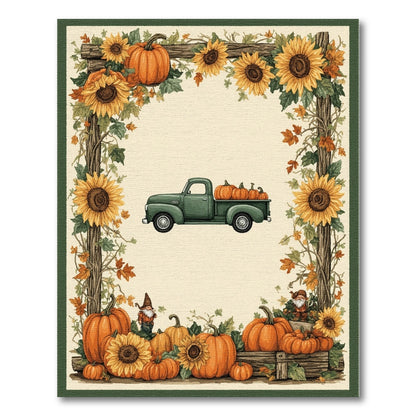 Fall Harvest Truck Gnomes Area Rug