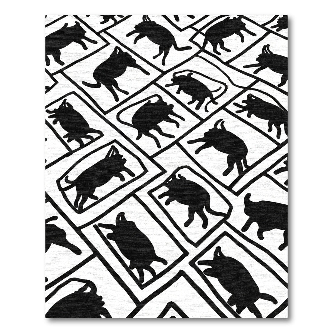 Monochromatic Black White Creatures Square Rug
