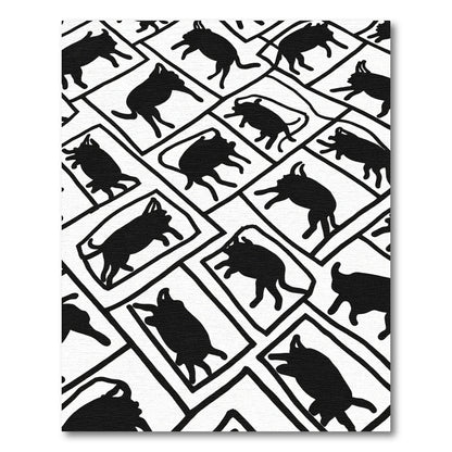Monochromatic Black White Creatures Square Rug