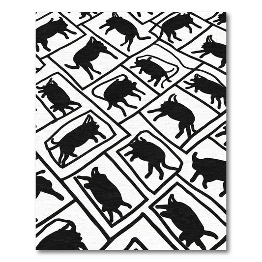 Monochromatic Black White Creatures Square Rug