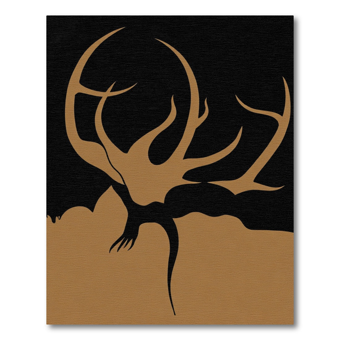 Gold Antler Tree Silhouette Rug