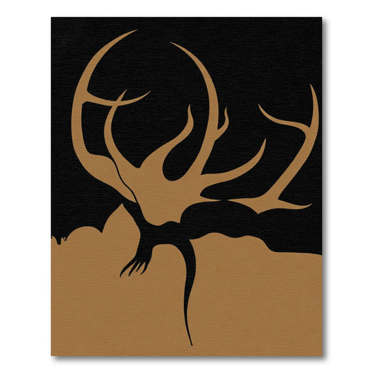 Gold Antler Tree Silhouette Rug