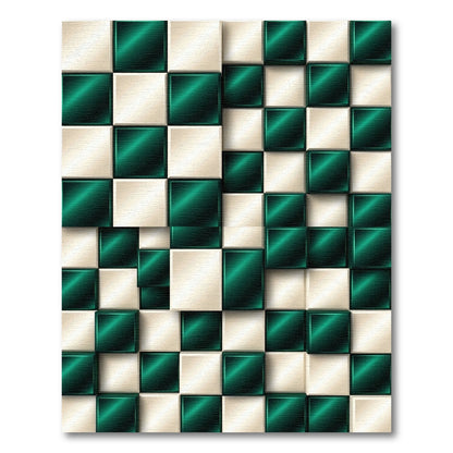 Emerald Cream 3D Checkerboard Squares Rug