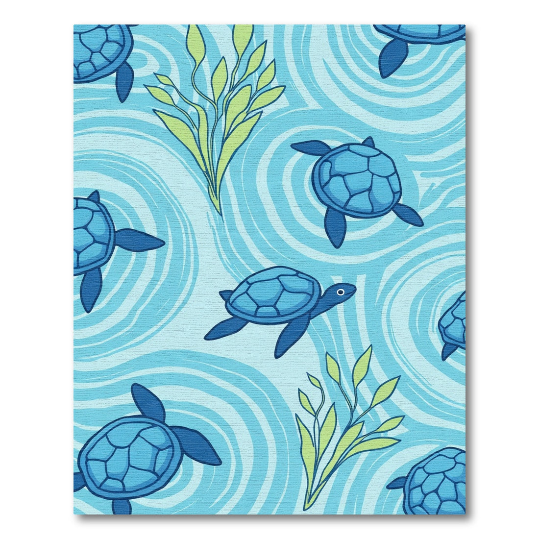 Blue Sea Turtles Aquatic Swirl Rug