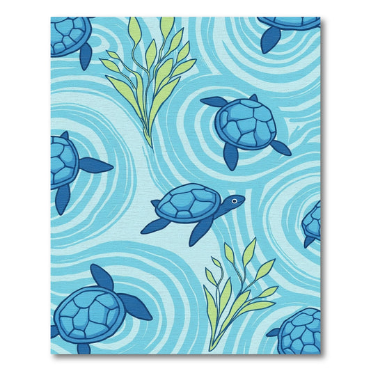 Blue Sea Turtles Aquatic Swirl Rug