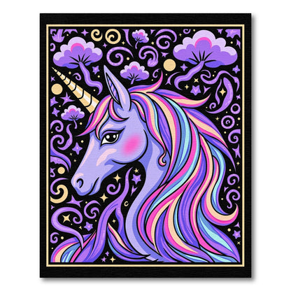 Whimsical Purple Unicorn Rainbow Mane Rug