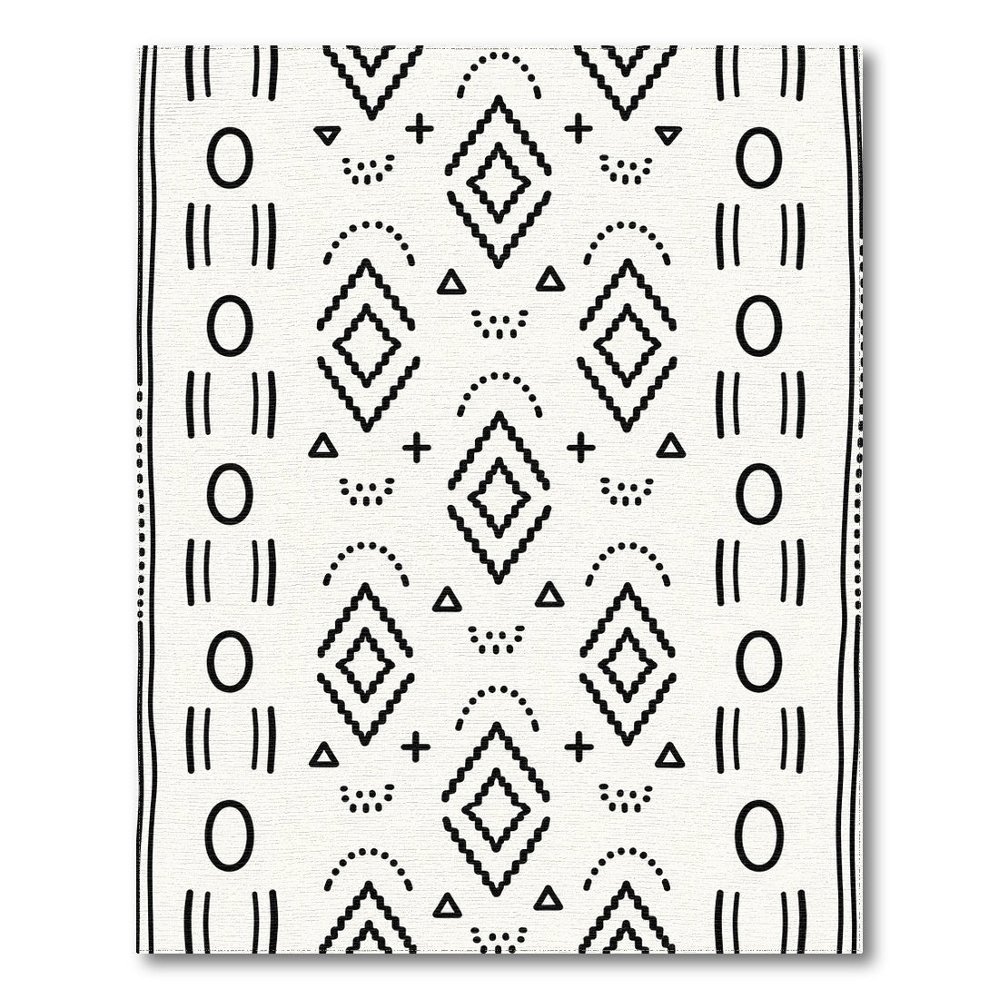 Black White Heritage Tribal Area Rug