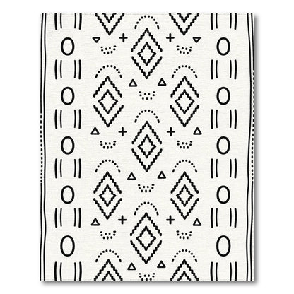 Black White Heritage Tribal Area Rug