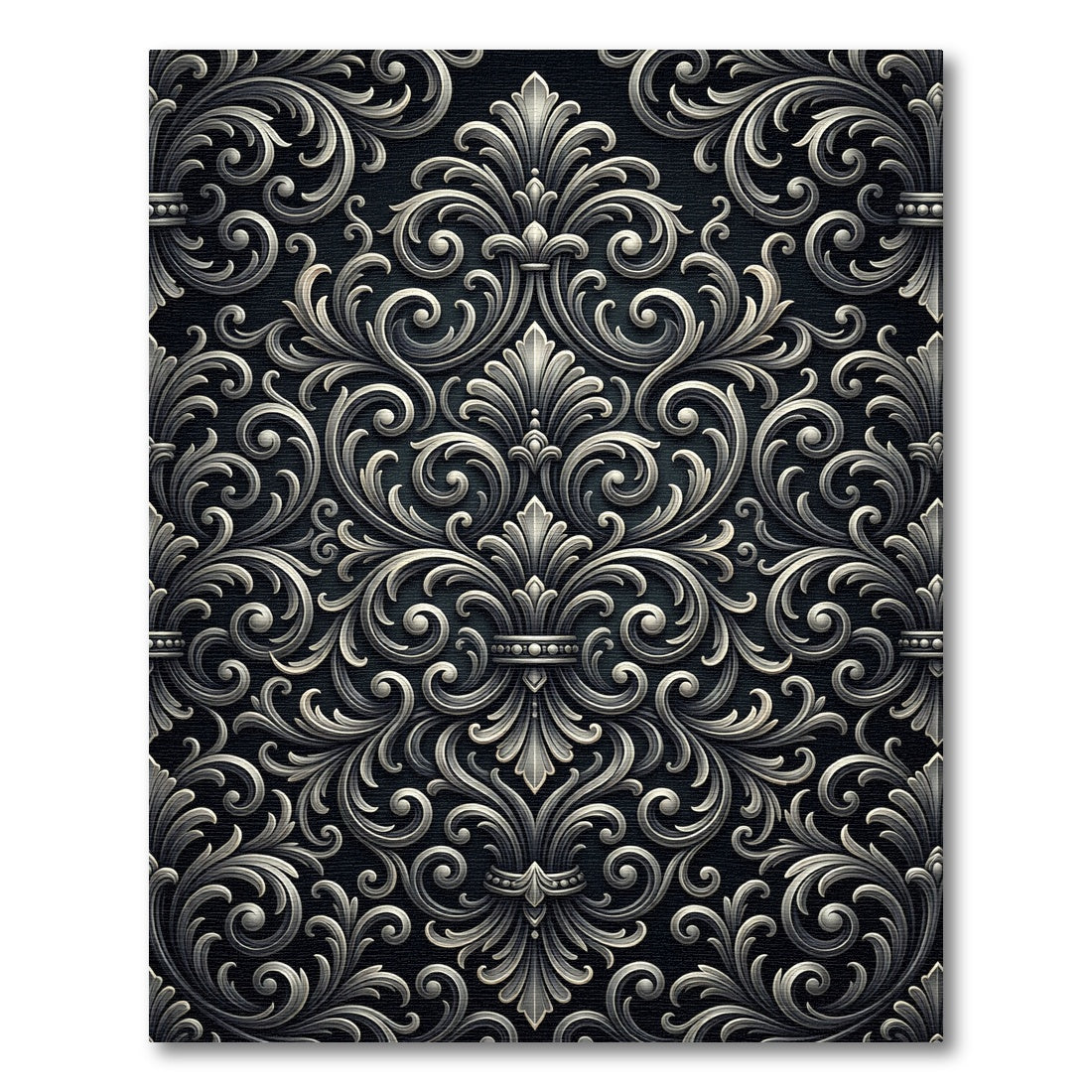 Ornate Silver Filigree Scrollwork Rug