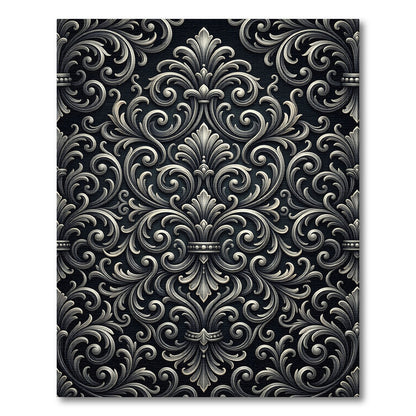 Ornate Silver Filigree Scrollwork Rug