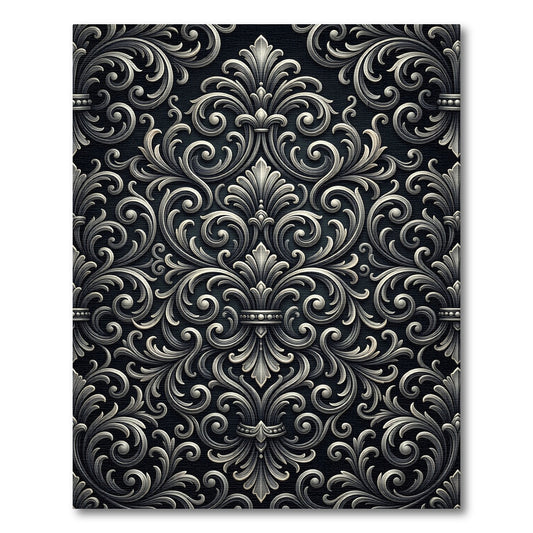 Ornate Silver Filigree Scrollwork Rug