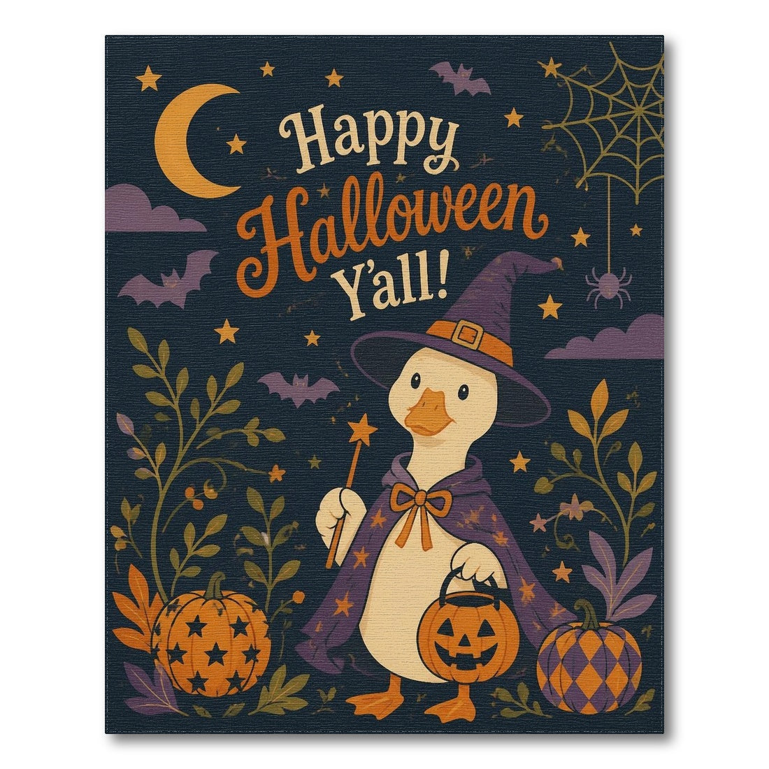 Happy Halloween Duck Witch Area Rug