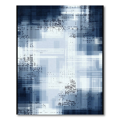 Abstract Blue Glitch Mosaic Rug