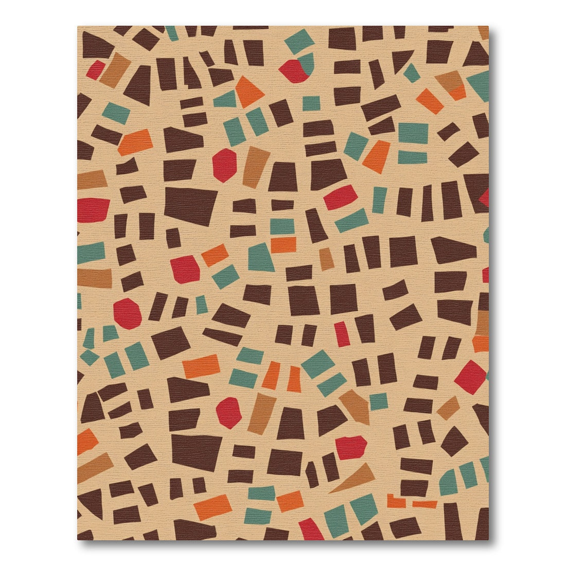 Terracotta Abstract Geometric Mosaic Rug