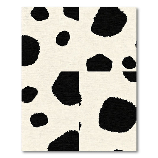 Ochre Black Spots Abstract Shapes Rug