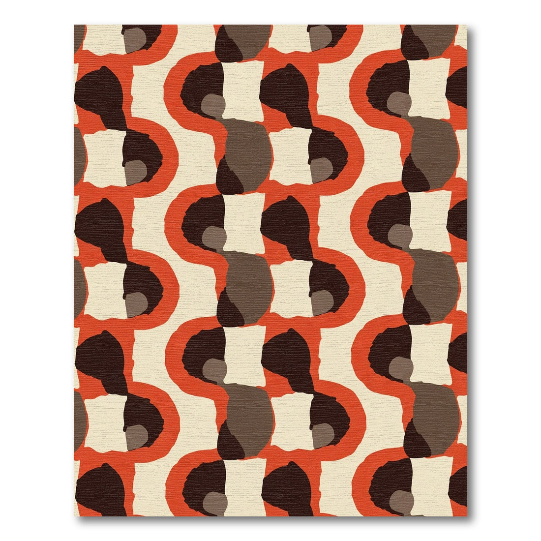 Retro Burnt Orange Abstract Shapes Rug