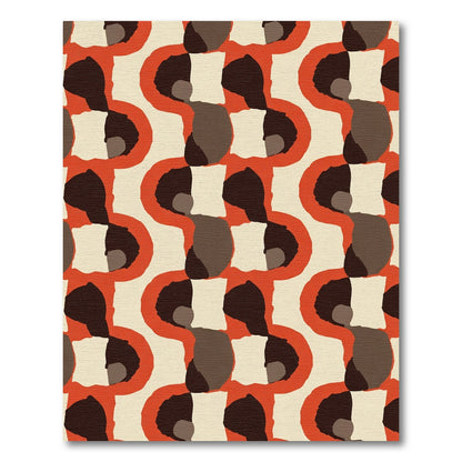 Retro Burnt Orange Abstract Shapes Rug