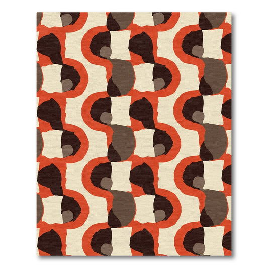 Retro Burnt Orange Abstract Shapes Rug