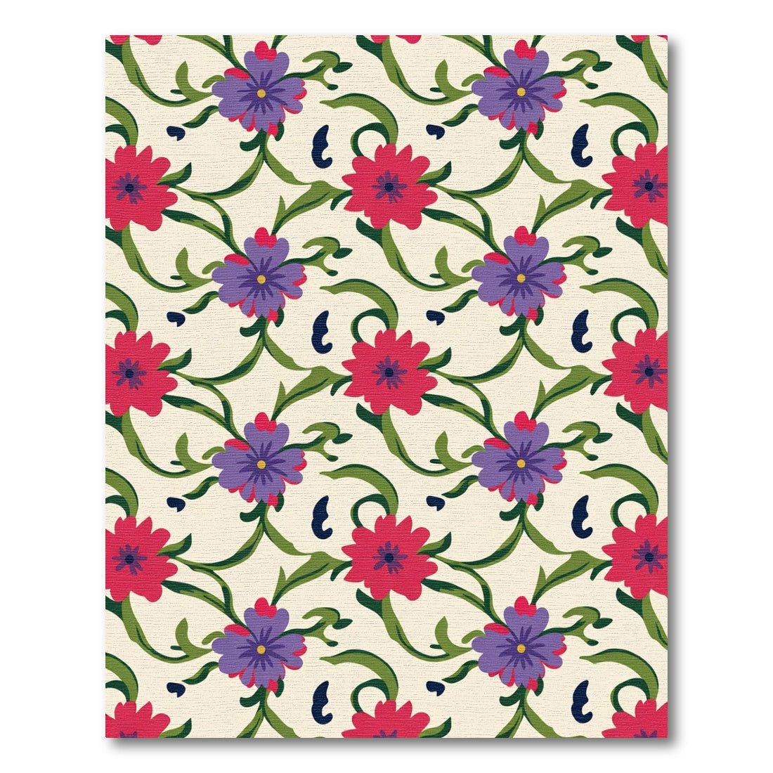 Crimson Purple Floral Vine Garden Rug