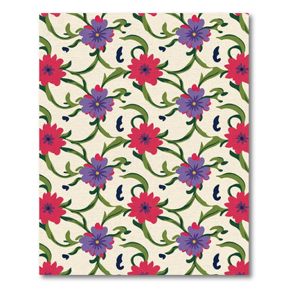 Crimson Purple Floral Vine Garden Rug