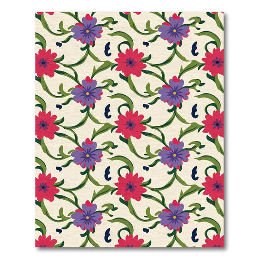 Crimson Purple Floral Vine Garden Rug