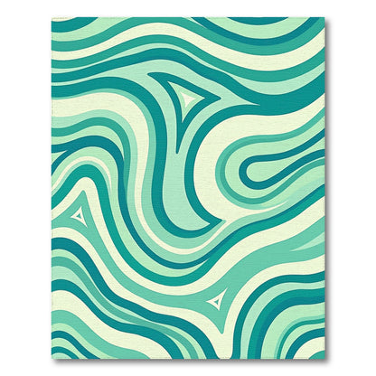 Teal Mint Wavy Fluid Rug