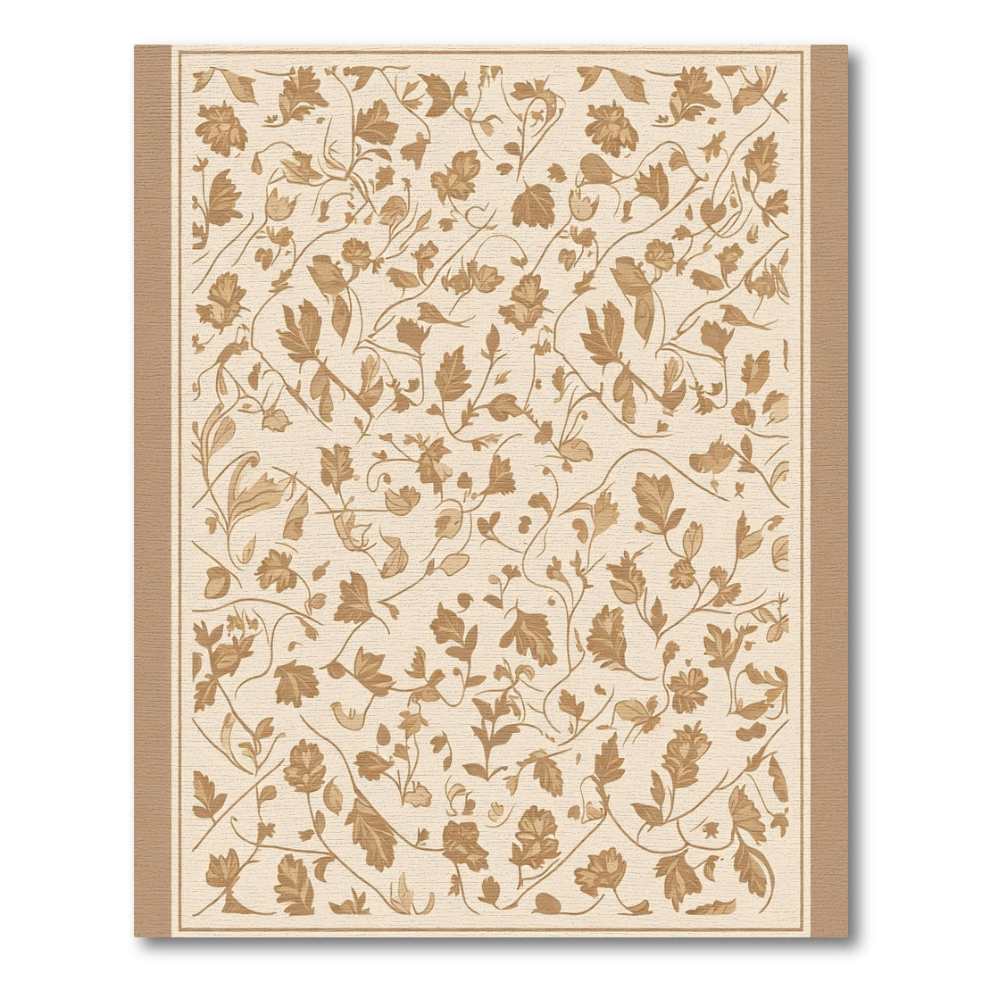 Neutral Beige Delicate Floral Swirls Rug