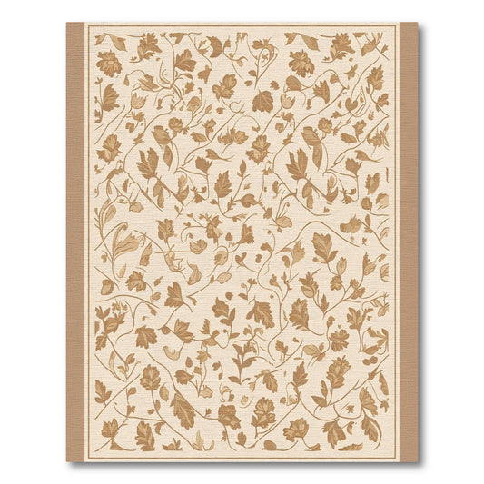Neutral Beige Delicate Floral Swirls Rug