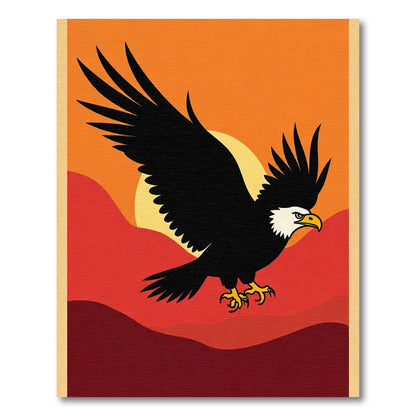 Bold Eagle Sunset Mountain Landscape Rug