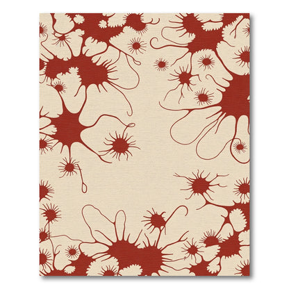 Crimson Starburst Bloom Abstract Rug