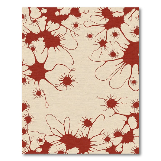 Crimson Starburst Bloom Abstract Rug