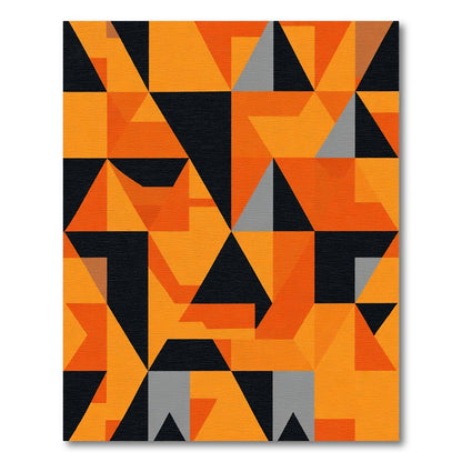 Vivid Orange Geometric Assemblage Rug