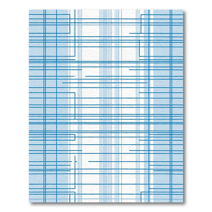 Modern Blue Geometric Grid Rug