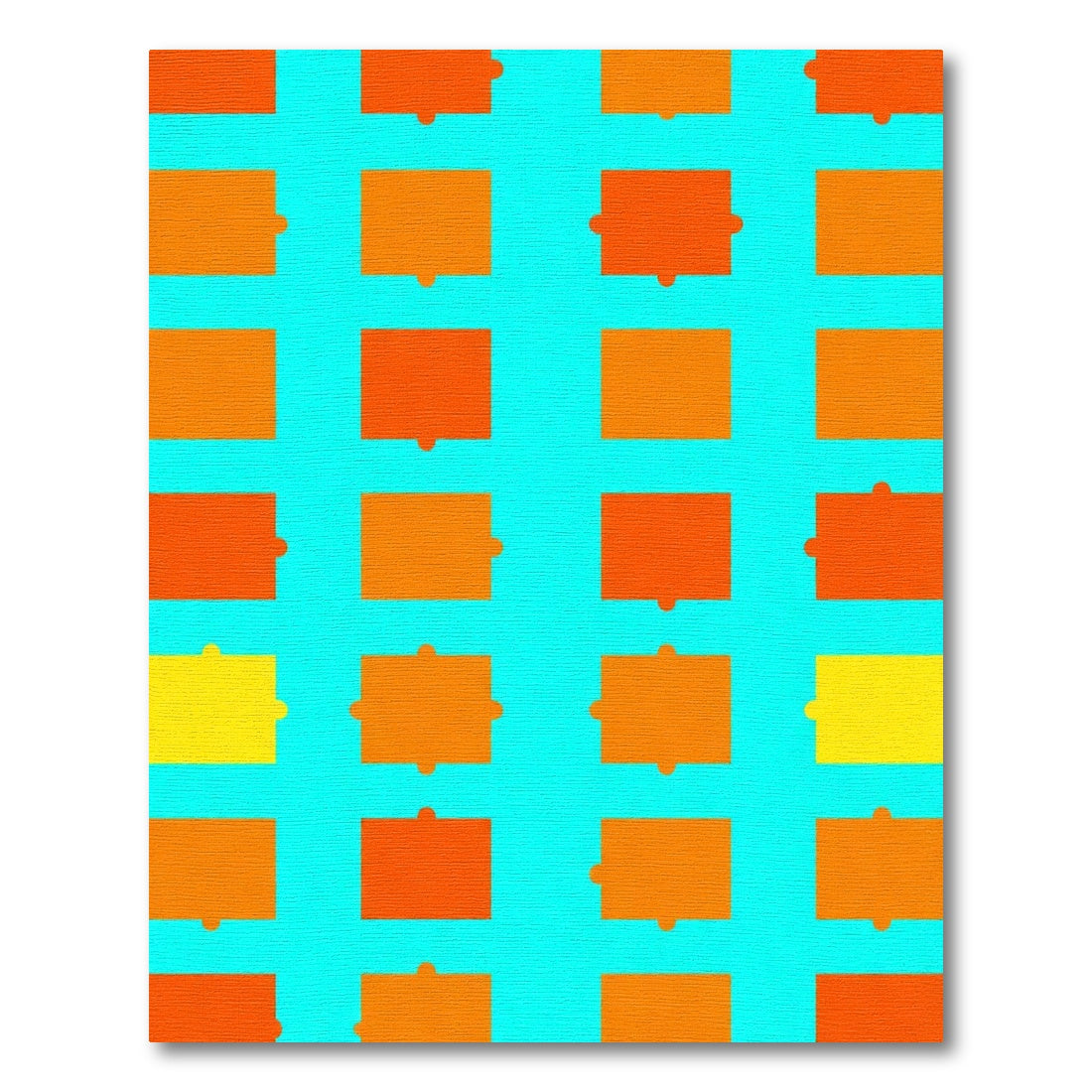 Abstract Orange Yellow Grid Rug