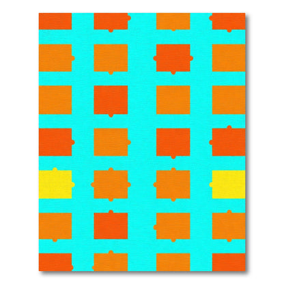 Abstract Orange Yellow Grid Rug