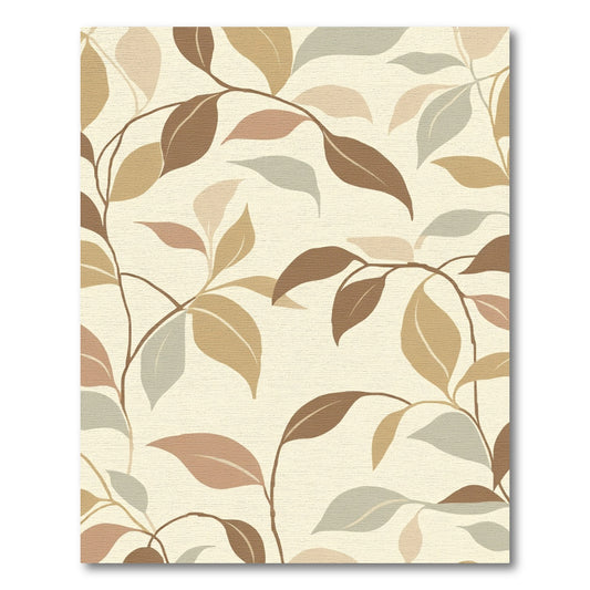 Earthy Toned Abstract Leaf Arrangement Rug