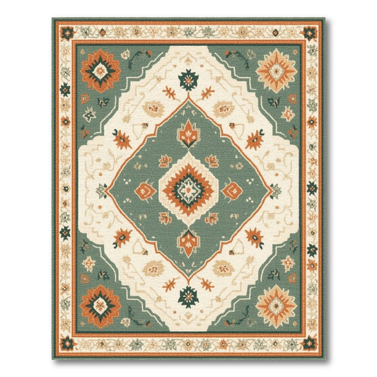 Teal Floral Medallion Persian Blue and Teal Area Rug