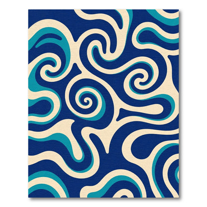 Deep Blue Abstract Swirls Rug