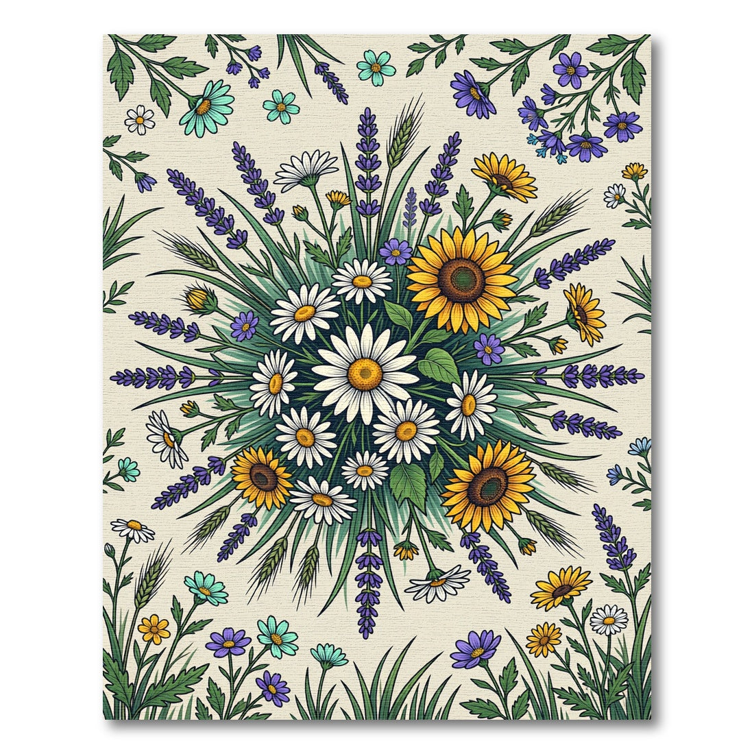 Meadow Bouquet with Sunflowers and Lavender Rug