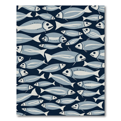 School of Fish Blue Background Rug