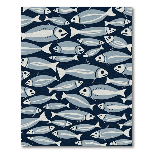 School of Fish Blue Background Rug