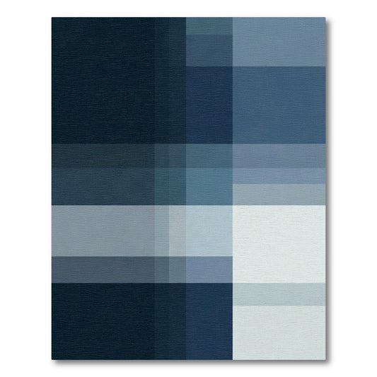 Modern Indigo Geometric Plaid Rug