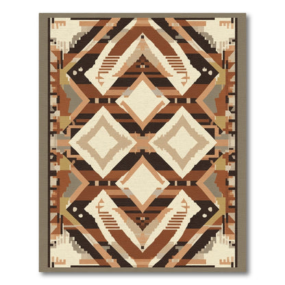 Earthy Brown Geometric Diamond Rug