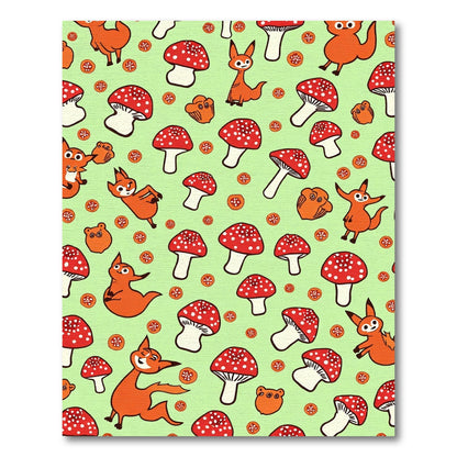 Whimsical Orange Fox Mushroom Meadow Rug