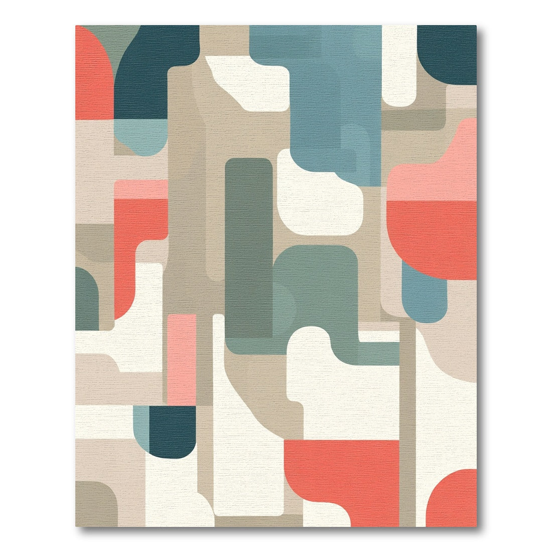 Retro Abstract Color Block Overlap Rug
