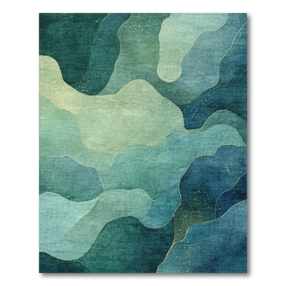 Teal Fluid Wave Abstract Rug