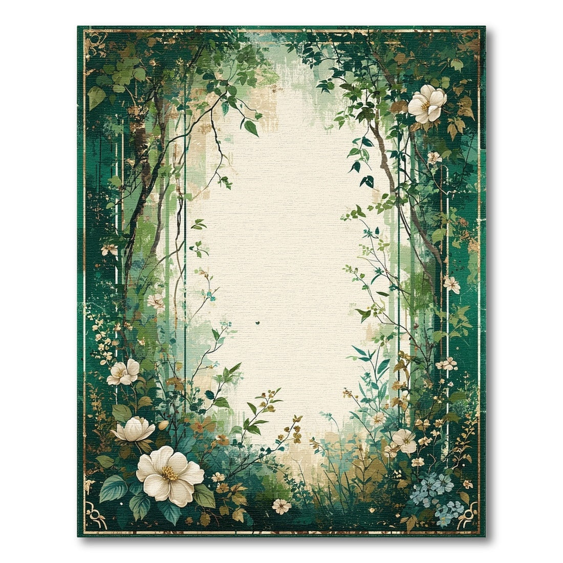 Green Floral Vintage Washable Floral Vintage Area Rug