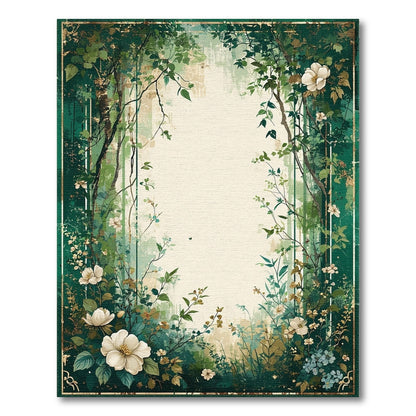 Green Floral Vintage Washable Floral Vintage Area Rug