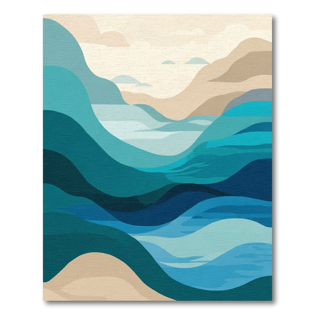 Abstract Blue Teal Landscape Waves Rug